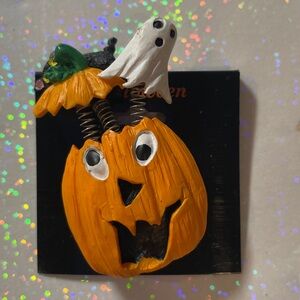Halloween Pumpkin and Ghost Brooch